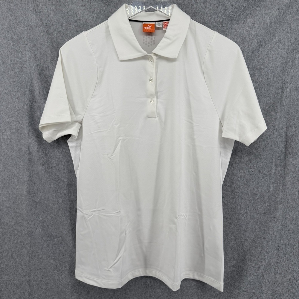 PUMA Cool Max Climate Control Duo Swing White Polo Shirt Women's Size L - Picture 9 of 13